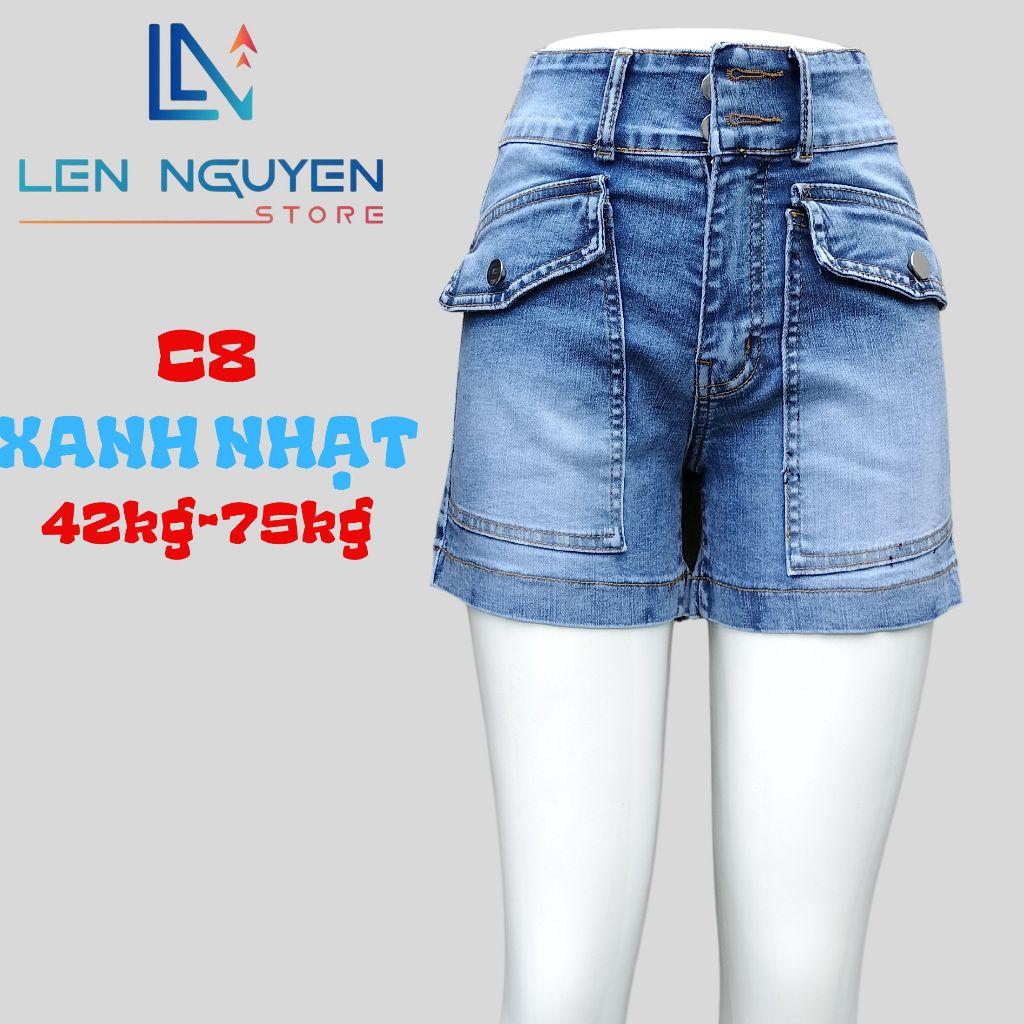 C8_Quần jean nữ, đùi, lưng cao, quần bò nữ dáng ôm, quần rin nữ có big size, cho 42kg đến 75kg,LEN NGUYEN STORE - Xanh Nhạt