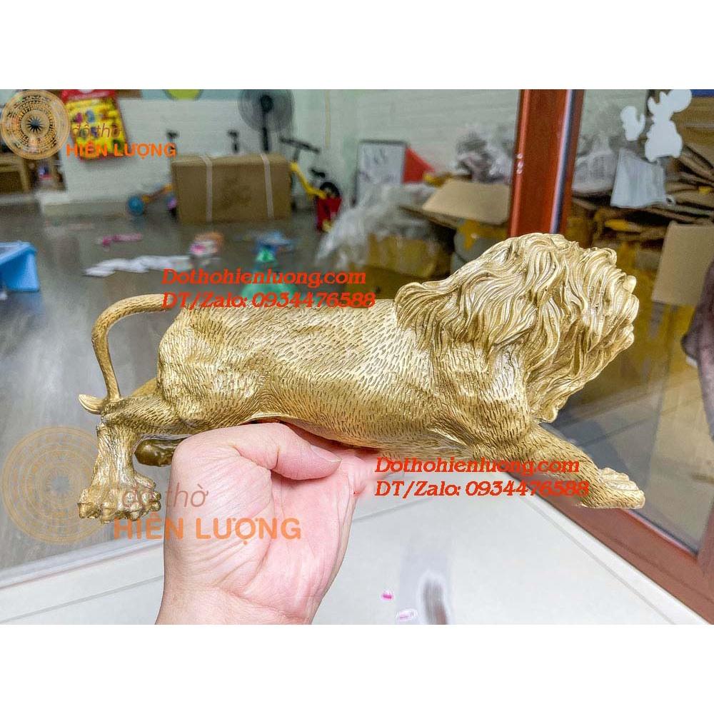 Tượng Sư Tử Màu Vàng Bằng Đồng Nguyên Chất Kích Thước 29x10x14cm, Nặng 1,6Kg - Biểu Tượng Sức Mạnh