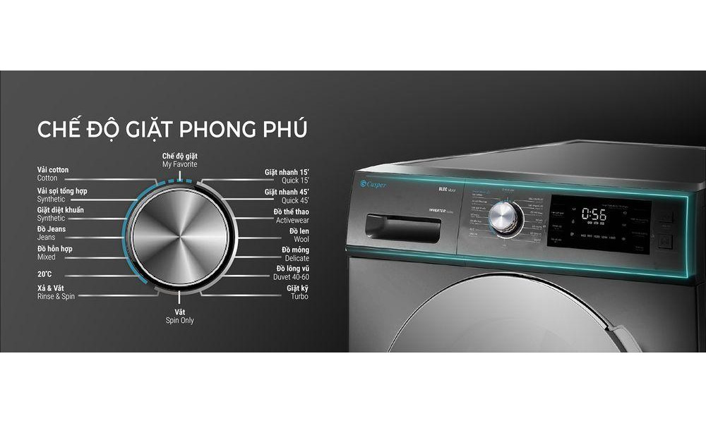 Máy Giặt Inverter CASPER 9.5kg WF-95I140BGB - Hàng chính hãng