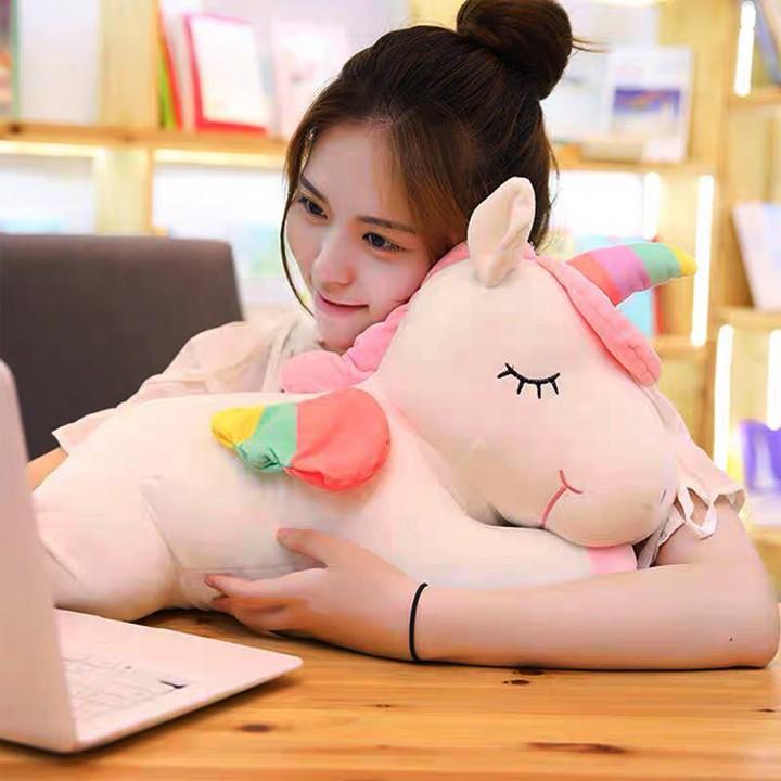 Gấu bông hình kỳ lân đáng yêu thú nhồi bông unicorn ngựa 1 sừng làm quà tặng siêu cưng (50cm