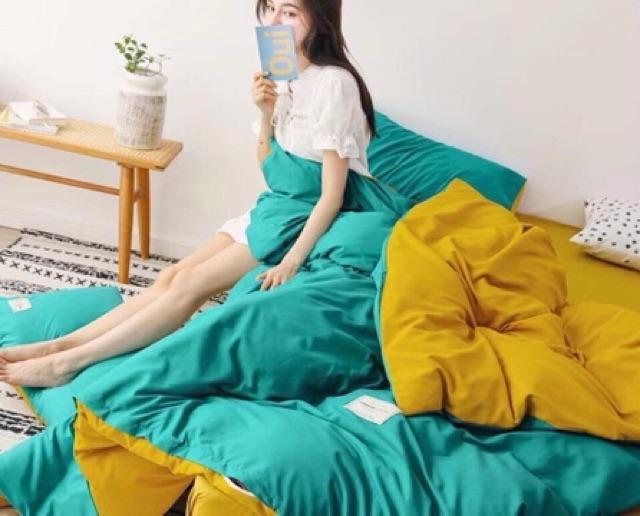 Set Cotton Tici Nhập Khẩu 4 Món Màu Vàng Pha Xanh
