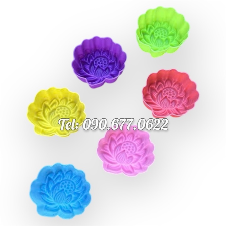 Bộ 10 khuôn silicon 3 lớp làm bánh, rau câu, bánh bông lan, bánh da lợn, bánh Cookie hoa sen nở – Mã số 1168