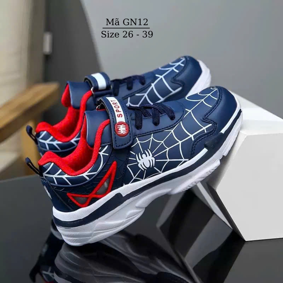 Giày bé trai 3 - 12 tuổi họa tiết siêu nhân spiderman phong cách thể thao năng động cá tính đi học chay bộ NHÍM SHOP GN12