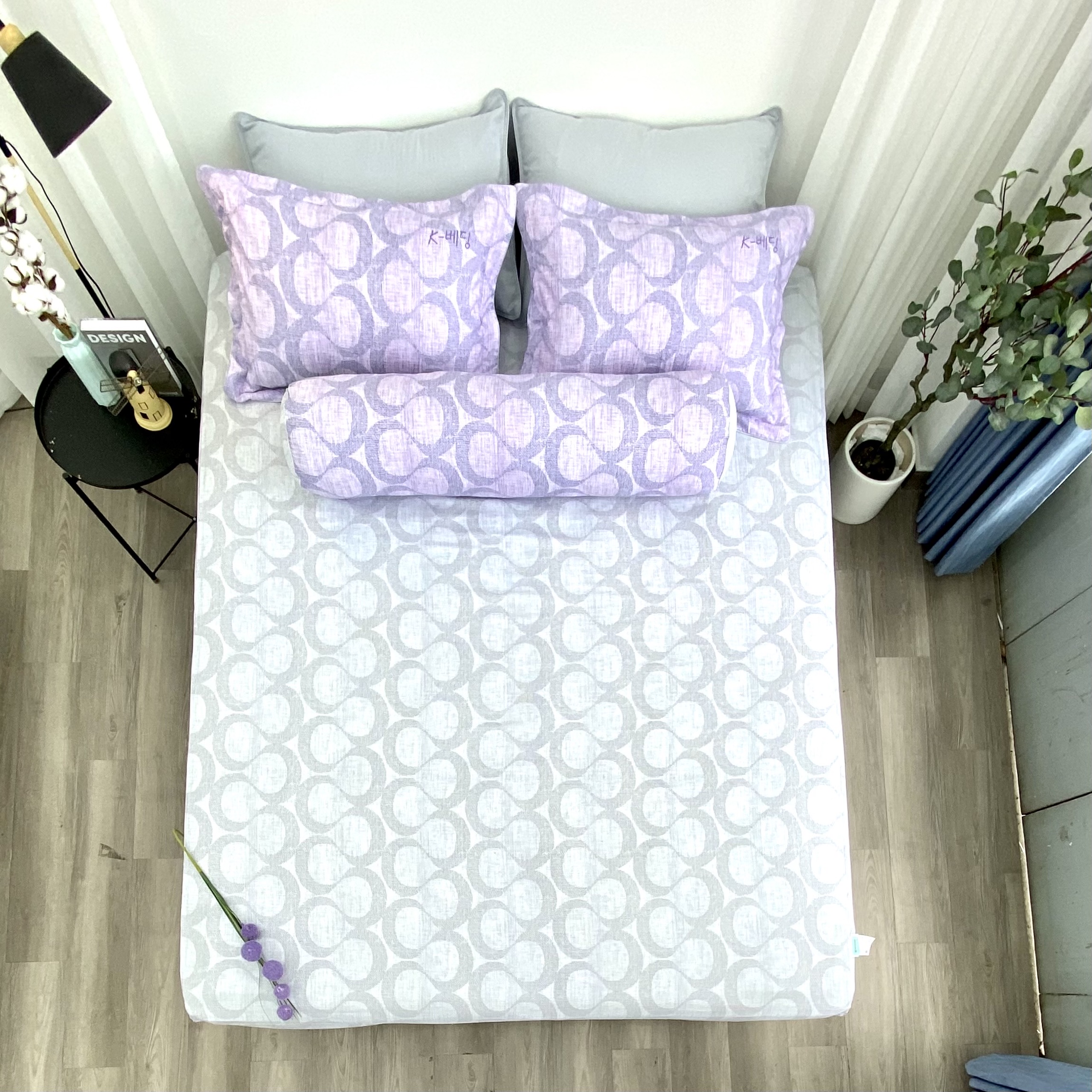 Bộ ga giường  KBedding by Everon KMTP 116 Microtencel Xám phối tím (4 món)