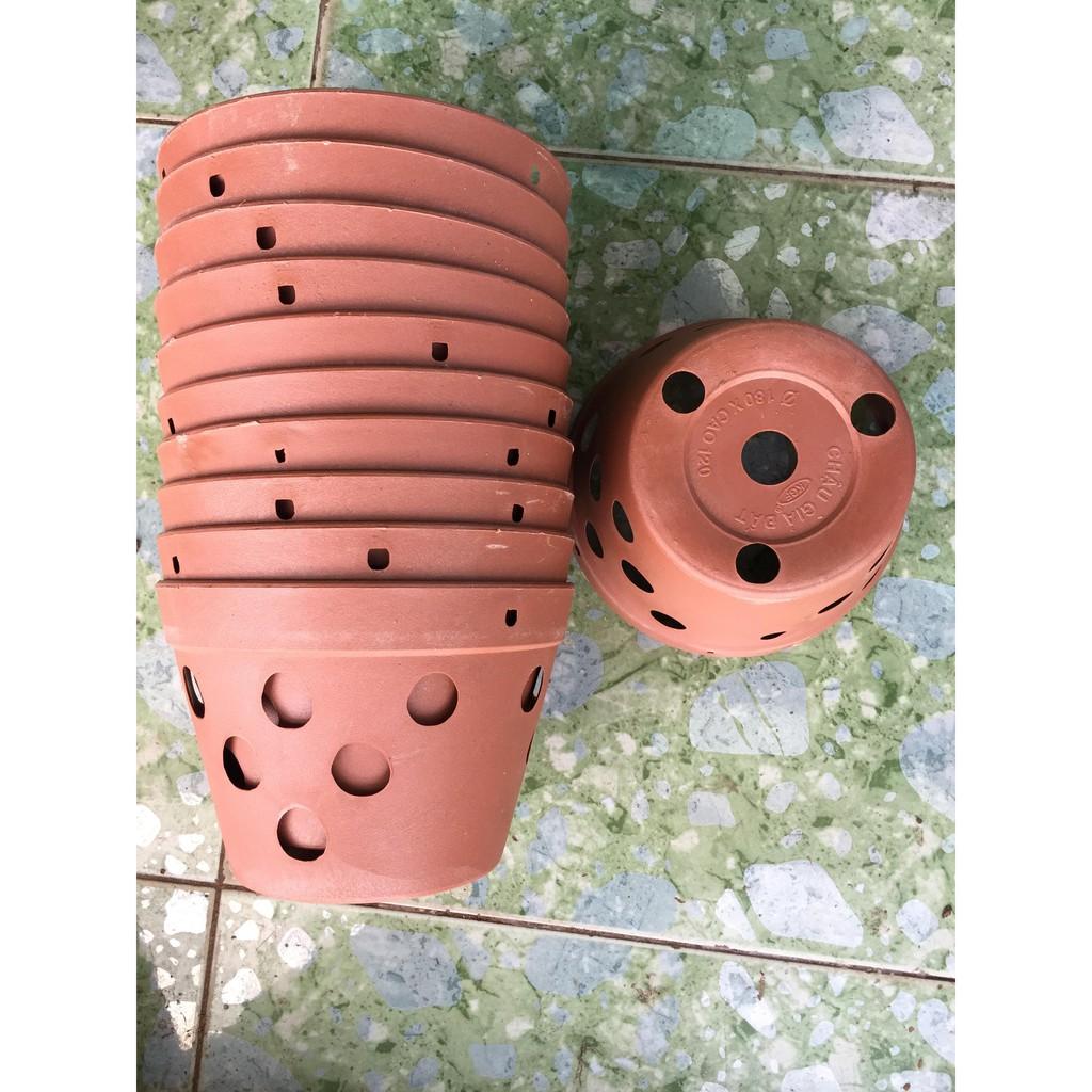 Combo 10 chậu giả đất phi 17cm