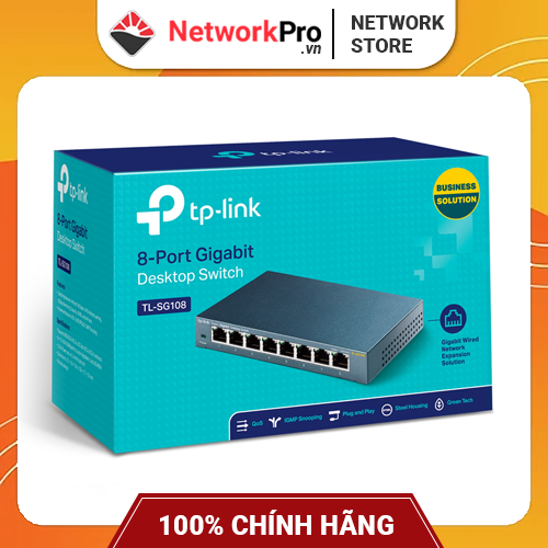 Switch TP-Link TL-SG108 Gigabit Hàng Chính Hãng - 8 cổng RJ45 10/100/1000Mbps, Vỏ Kim Loại