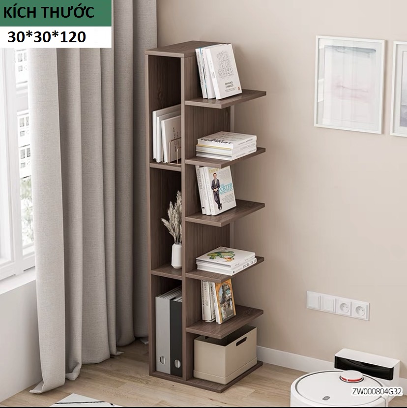 Kệ sách gỗ trang trí để sàn nhiều tầng gỗ MDF chống ẩm cao cấp phong cách tối giản hiện đại sang trọng