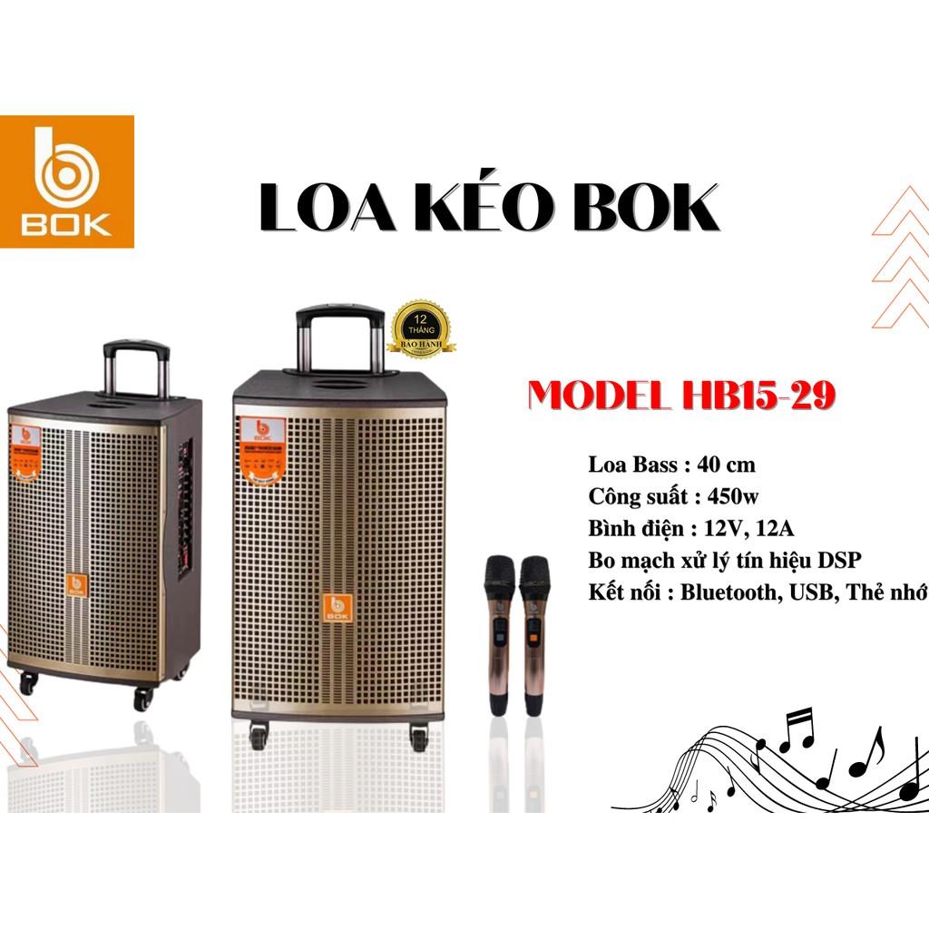 Loa kéo bass 4 tấc thùng gỗ, bluetooth, công suất lớn Bok Hb15-29 - hàng chính hãng