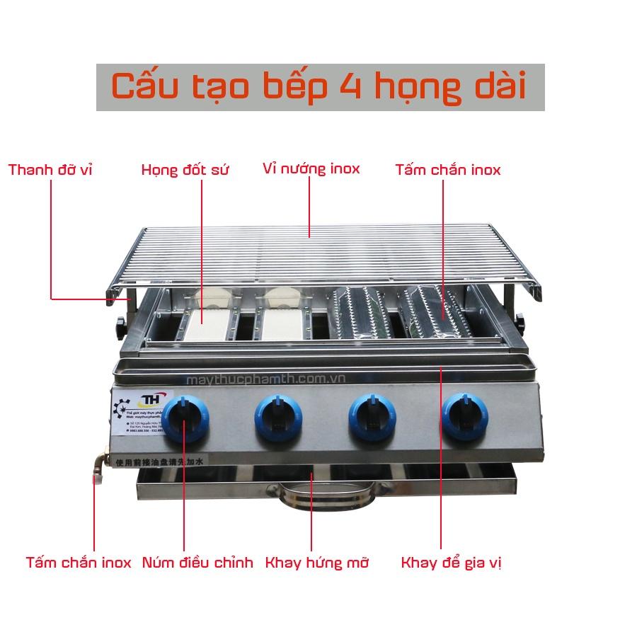 Bếp nướng gas hồng ngoại 4 họng dài