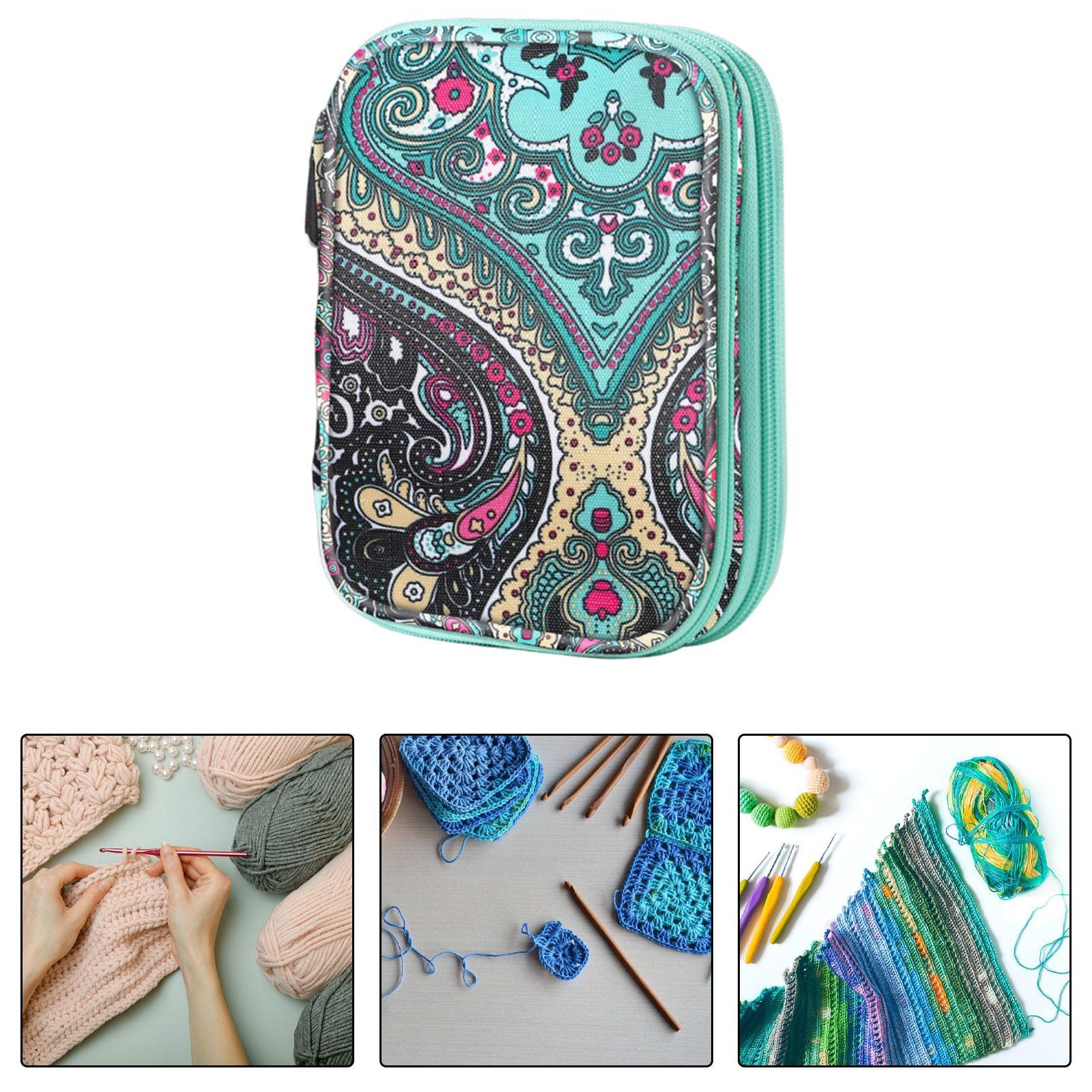 Knitting  Storage Bag Crochet Hooks Organizer Double Layers with Zipper Knitting Bag Travel Organizer Length 17.5cm Knitting Case