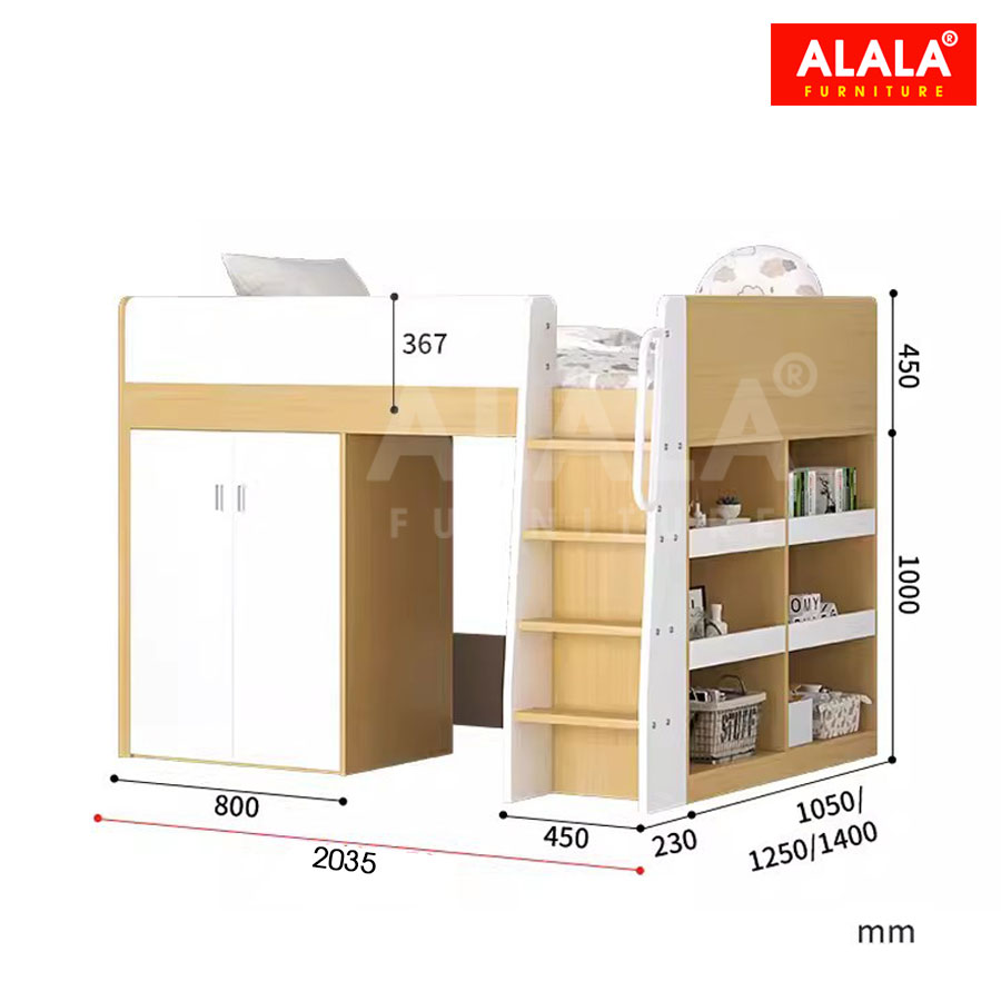 Giường tầng thấp ALALA164 đa năng/ Miễn phí vận chuyển và lắp đặt/ Đổi trả 30 ngày/ Sản phẩm được bảo hành 5 năm từ thương hiệu ALALA/ Chịu lực 700kg