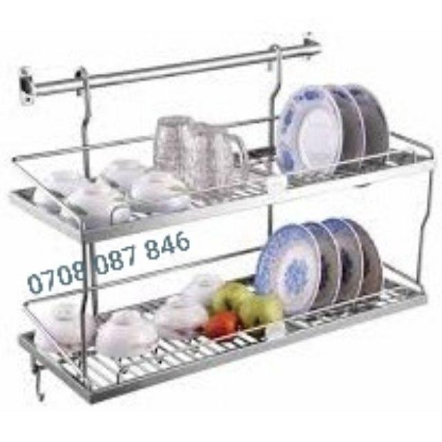 Kệ Chén 2 tầng INOX 304 - Kệ Đựng Để Chén Bát Treo Tường Bằng Inox 304 - Kệ úp chén inox