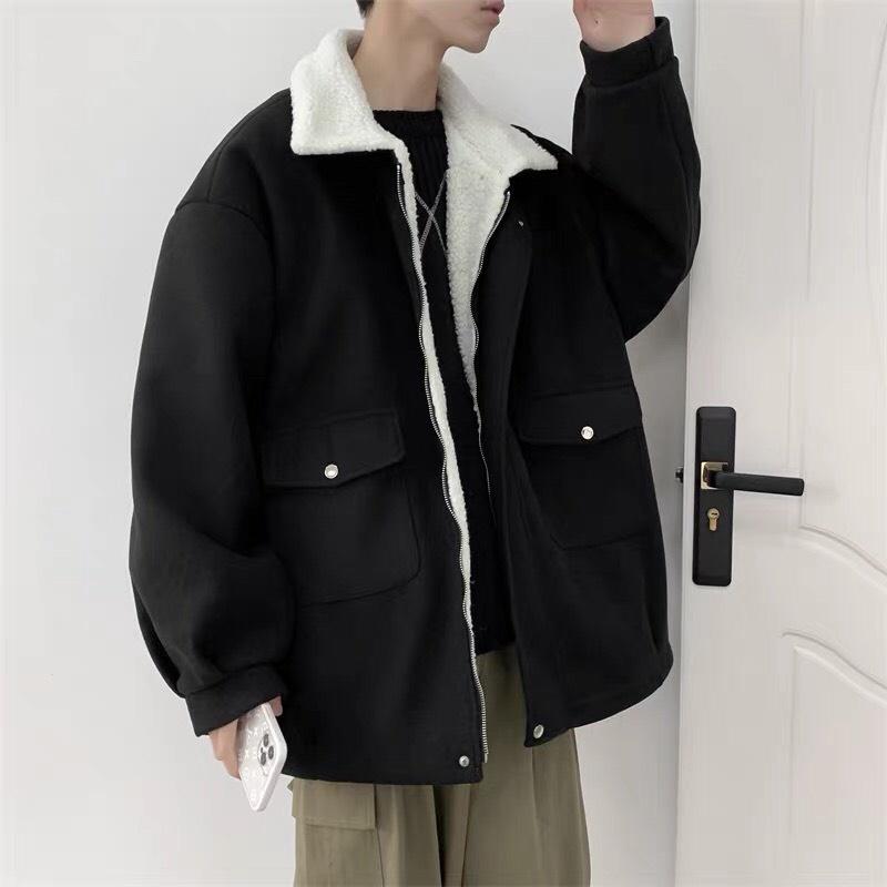 Áo khoác unisex - Chất dạ lì có lót lông cừu bên trong, lên dáng trẻ trung năng động, mặc đi chơi đi hoc