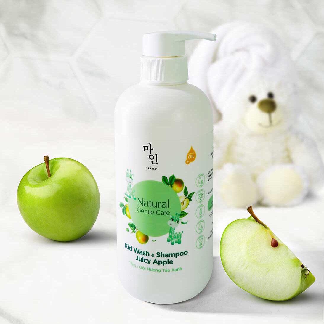 Tắm &amp; Gội Hương Táo Xanh cho bé MINE – Kid Wash &amp; Shampoo Juicy Apple