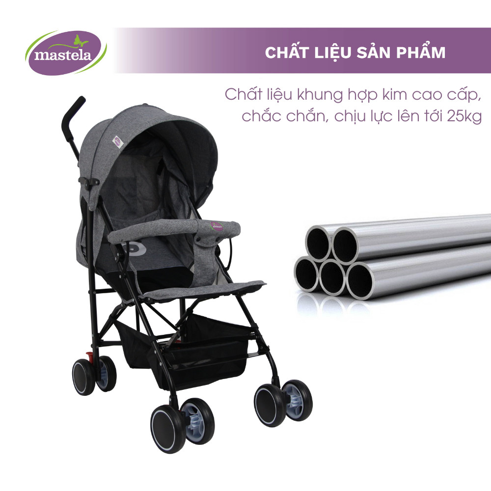 Xe đẩy du lịch gập gọn siêu nhẹ, siêu thoáng khí chống xốc, chống tia UV Mastela 605