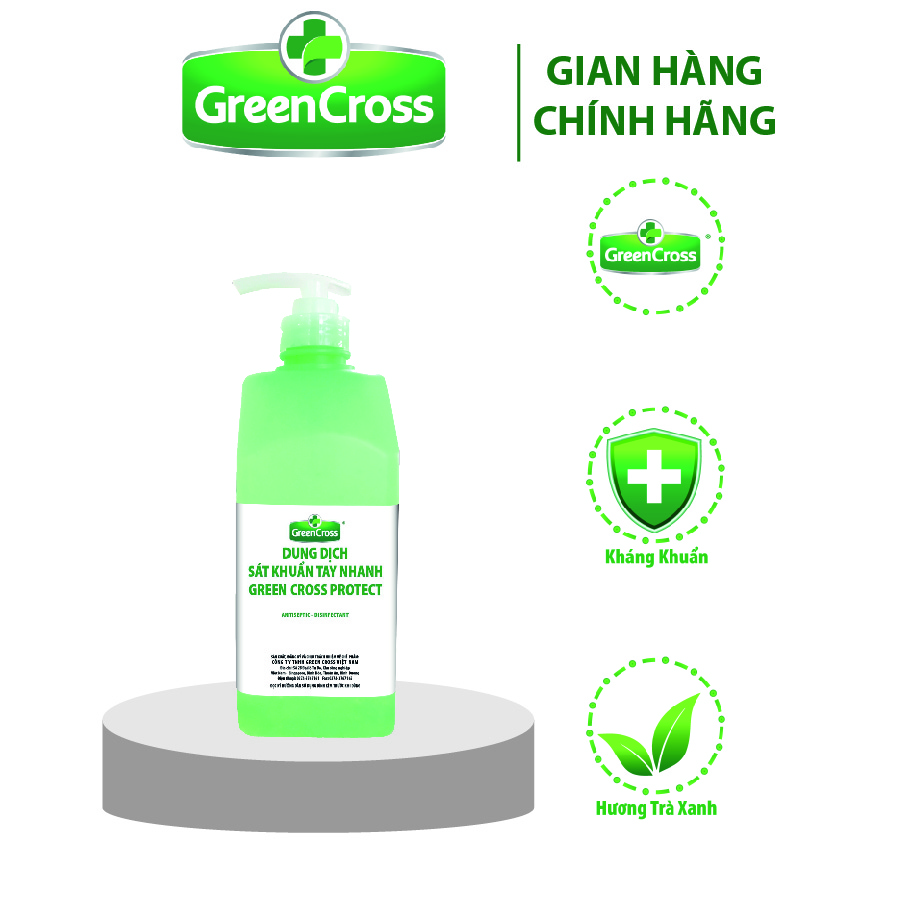 COMBO 2 CHAI 500ML SÁT KHUẨN TAY NHANH GREEN CROSS PROTECT - Tặng thêm 1 chai xịt Green Cross 70ml