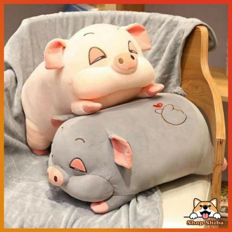 Gấu bông heo híp tròn đẹp Bông gòn trắng Cao cấp. 40cm