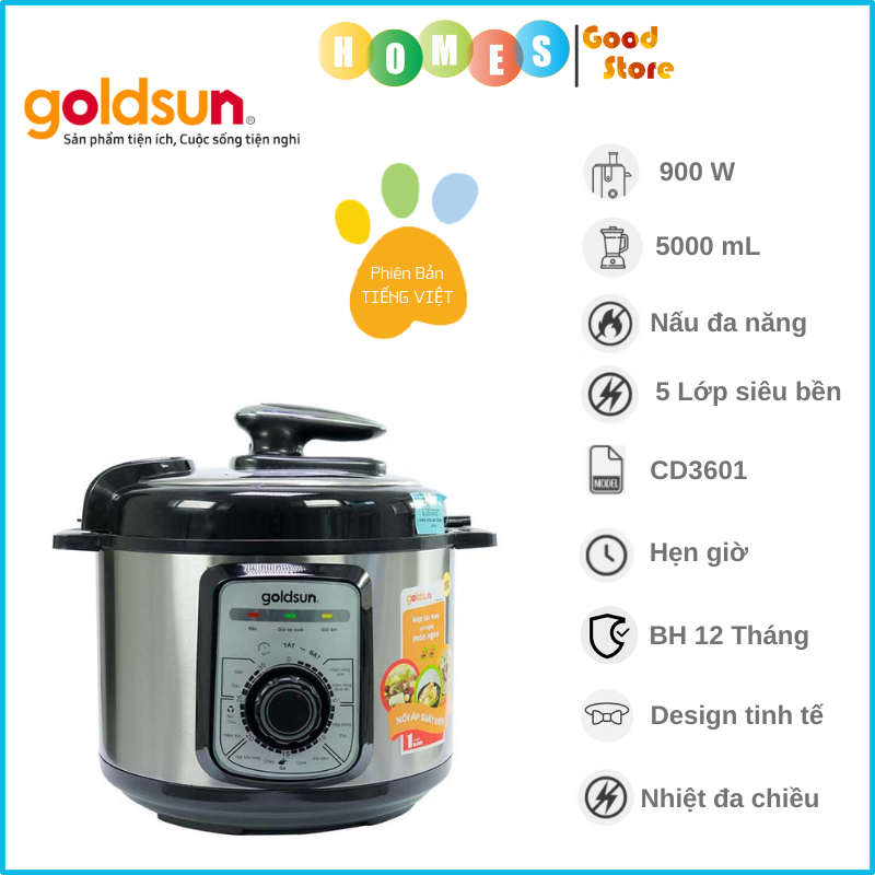 Nồi Áp Suất Điện GOLDSUN CD3601 Dung Tích 5L Công Suất 900W - Hàng Chính Hãng