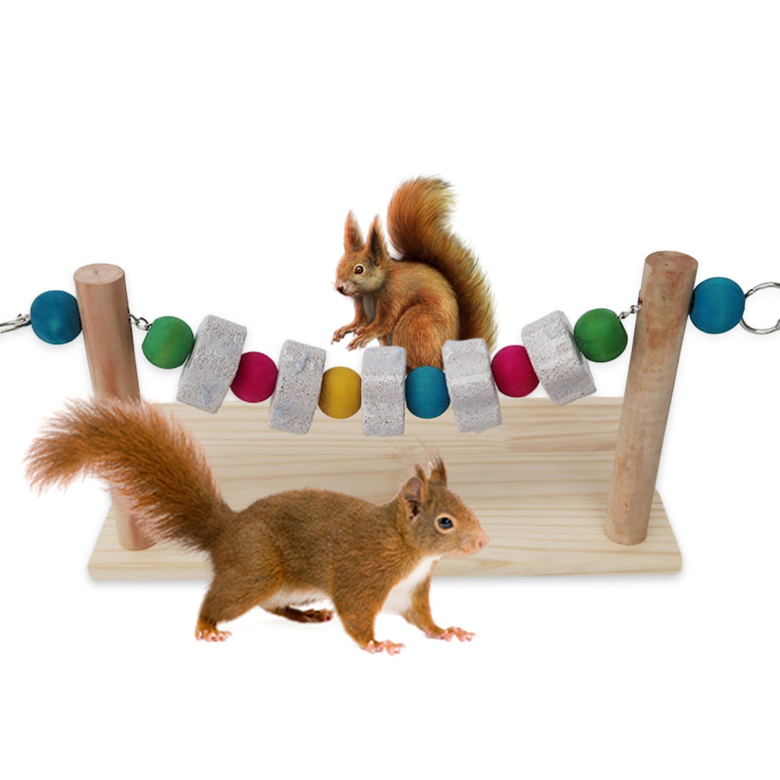 Grinding Block Chew Toy Perching Play Climbing Platform Wooden Playground Bird Stand Molar Stone for Rabbits Rat Gerbil Chipmunk Chinchilla
