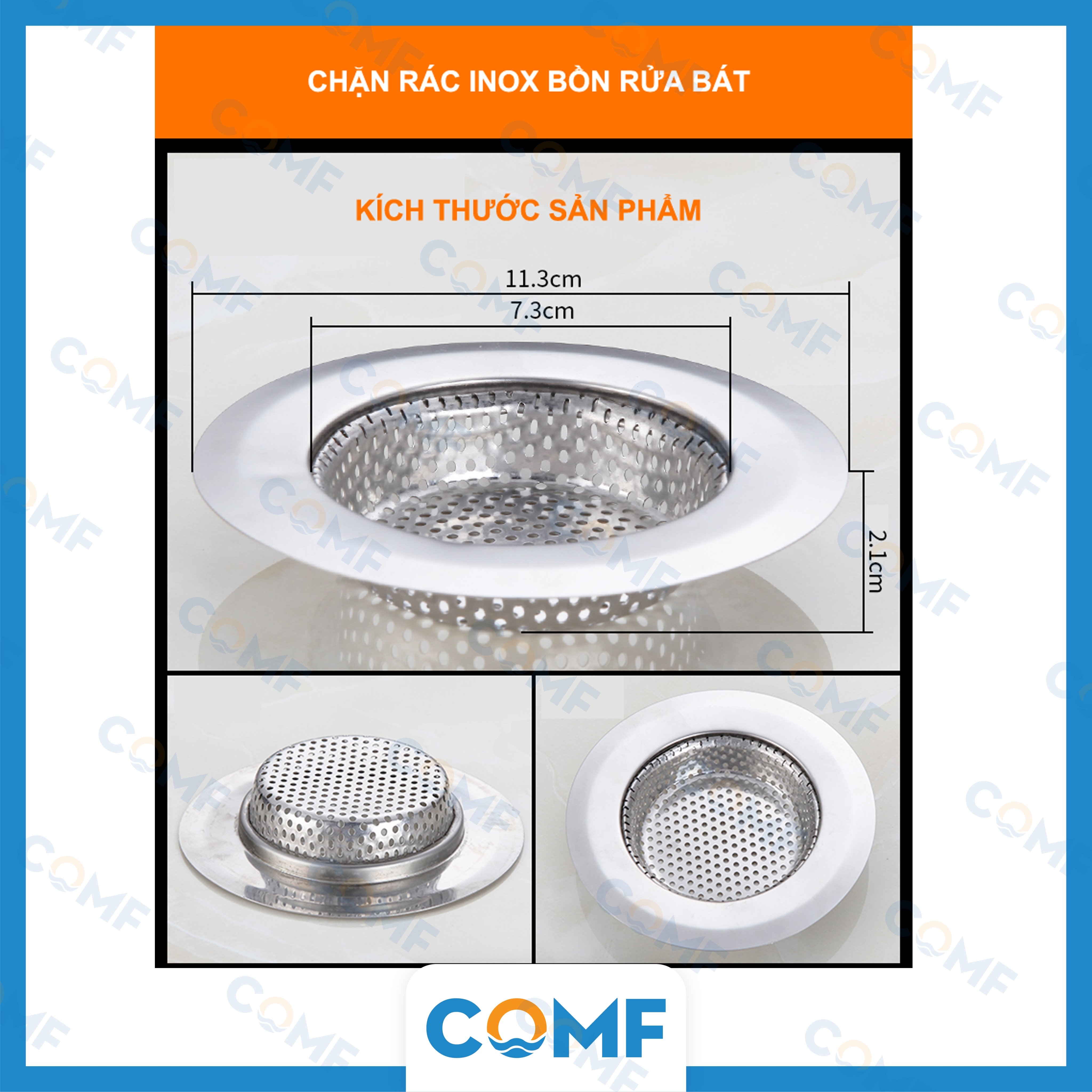 Lọc Rác Inox Bồn Rửa Chén Chặn Rác Inox Chậu Rửa Bát COMF Haodex Size L 11.3cm Inox 201 Siêu Bền 2 Mặt Mạ Bóng Chất Lượng Cao – Hàng Nhập Khẩu