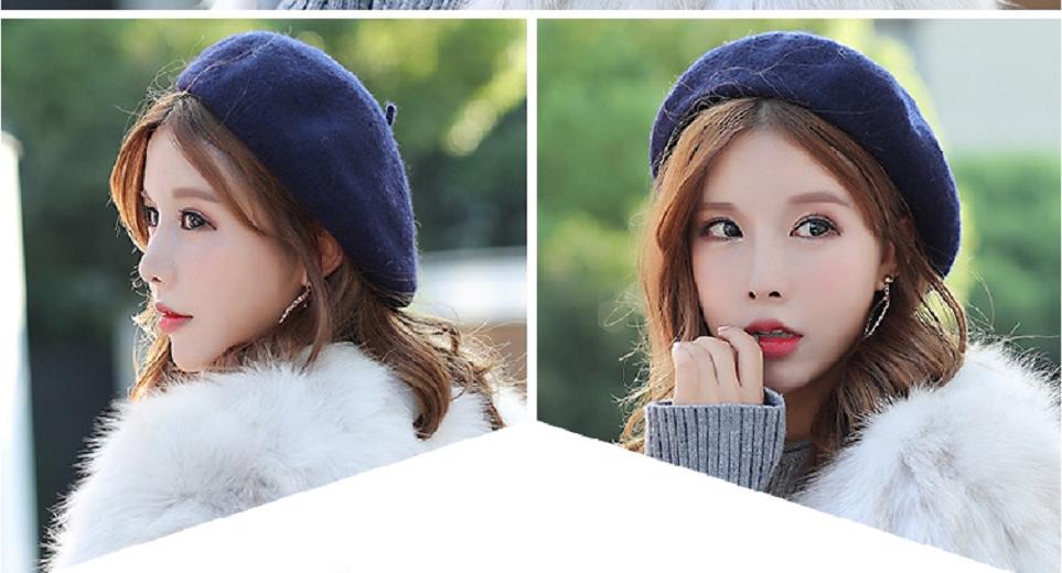 Mũ nồi beret dạ nữ phong cách Hàn