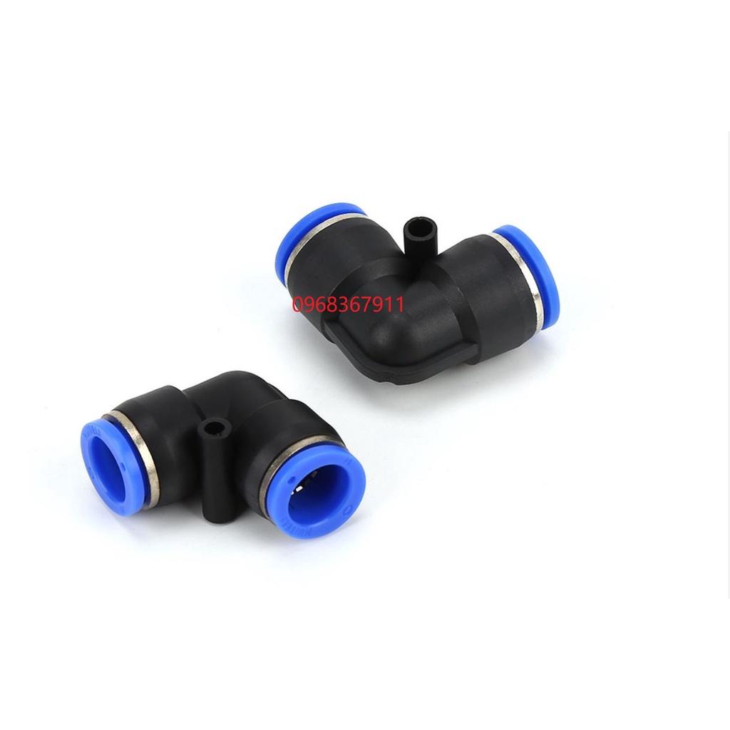Cút góc khí nén phun sương PV, đầu nối nhanh góc khí nén gắn ống khí PU