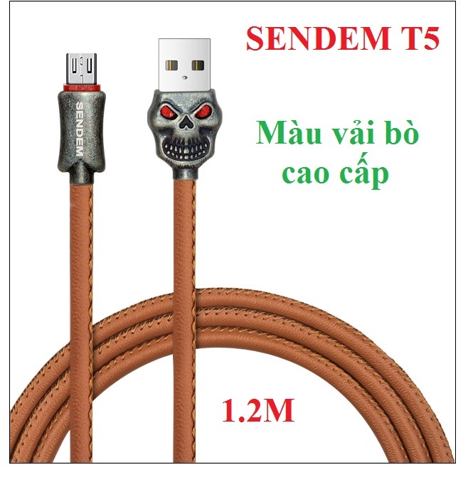 Cáp sạc MicroUSB King Kong Sendem T5 sạc nhanh bọc vải cao cấp - Hàng chính hãng