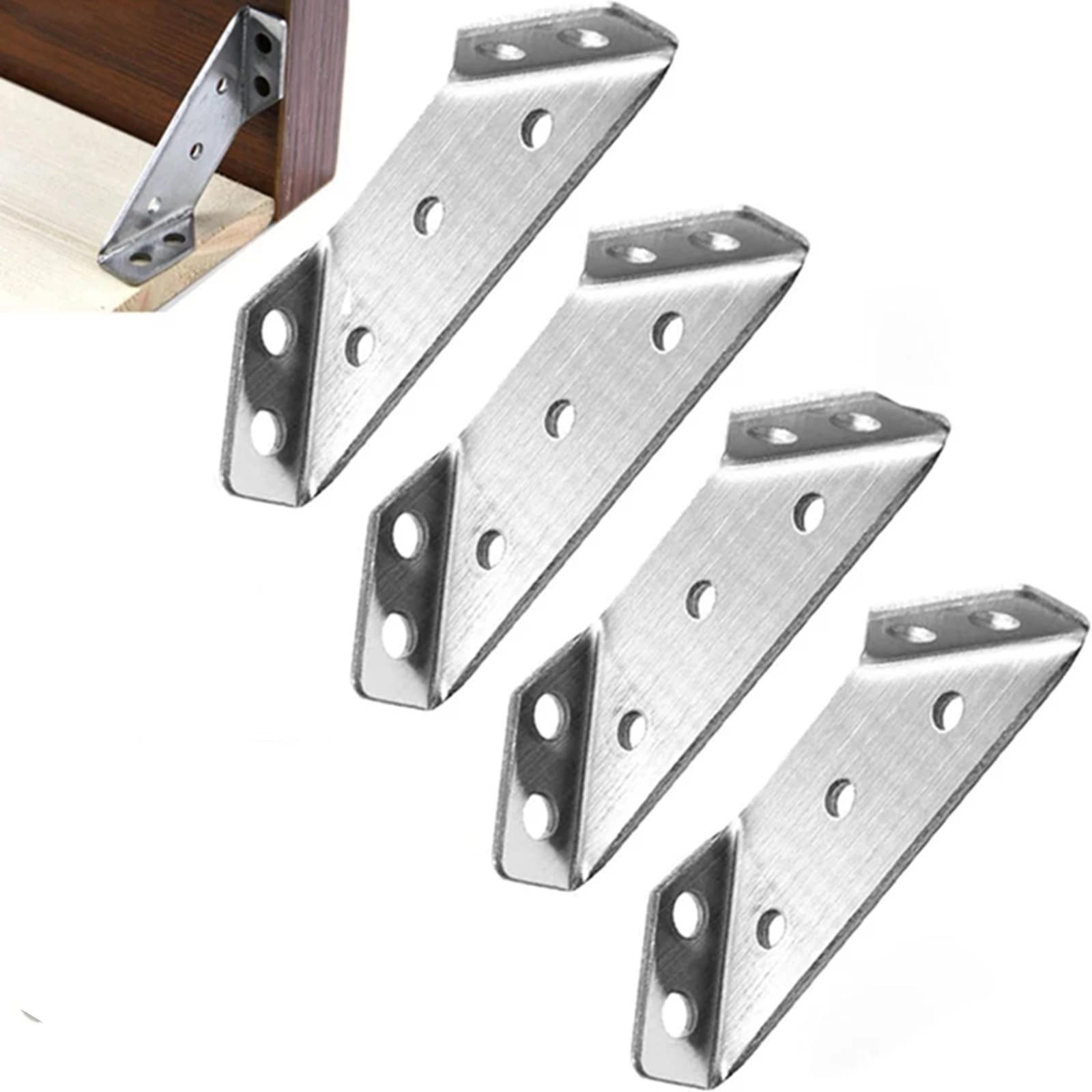 4x Stainless Steel Corner Joint, Furniture Corner Connector Fastener, Angle Corner Brackets for Shelf Window Table