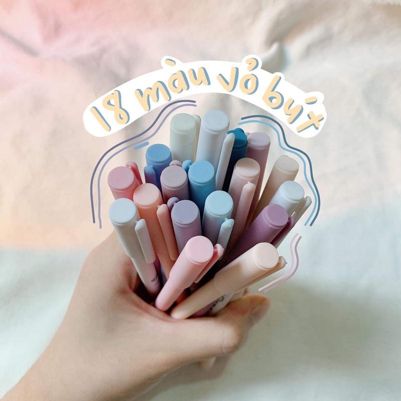 Set 6 bút gel mực đen vỏ màu pastel 0.5mm dễ thương