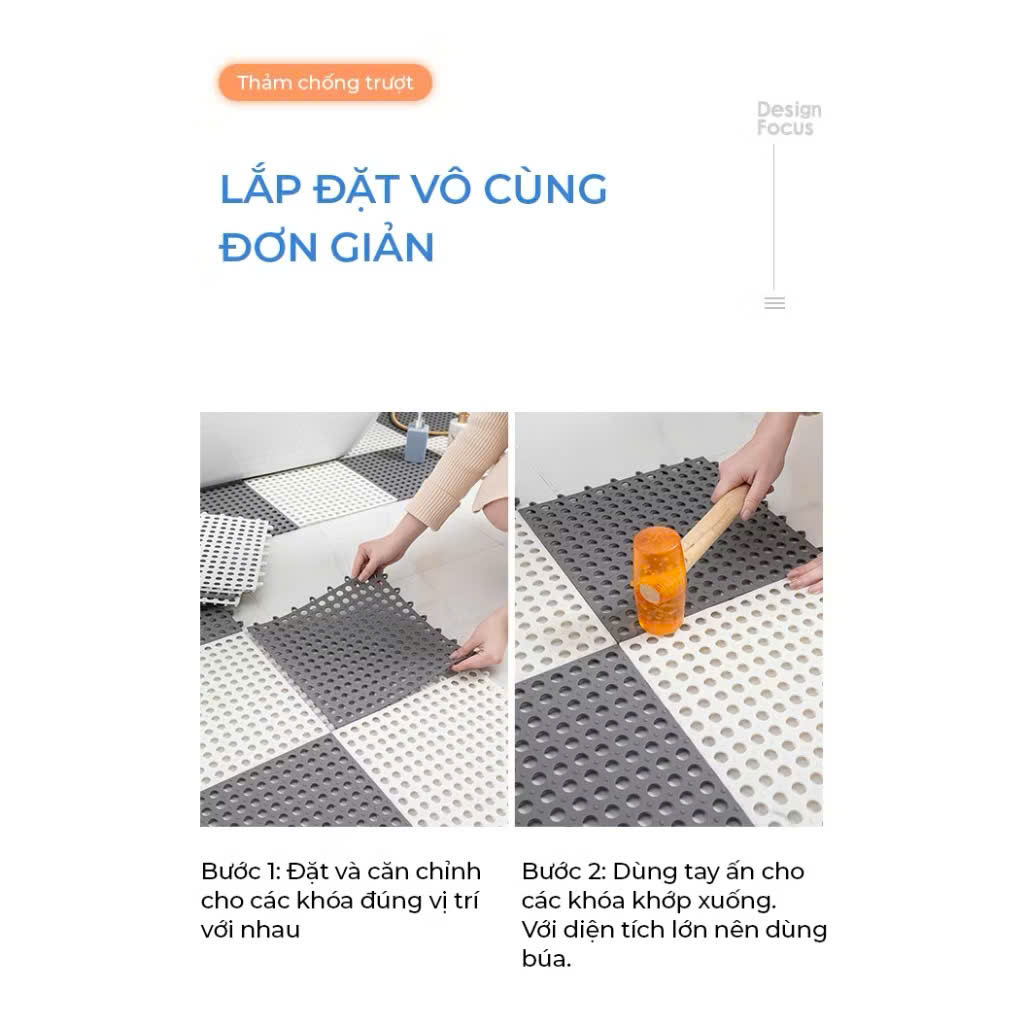Thảm nhà tắm chống trơn trượt kích thước 30x30cm
