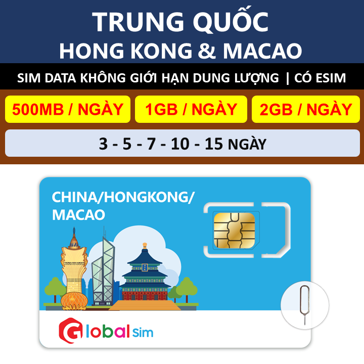 SIM DU LỊCH TRUNG QUỐC & HONGKONG & MACAO