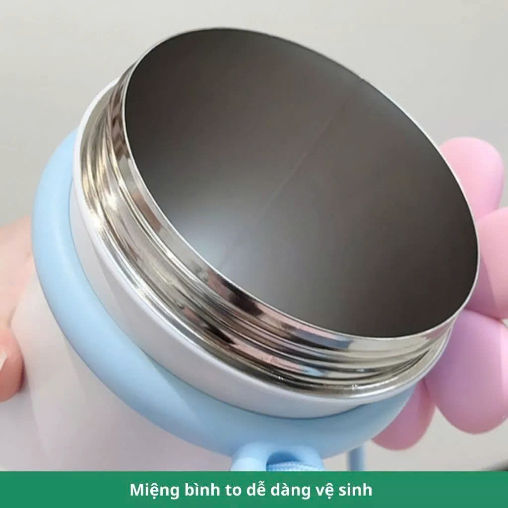 Bình Giữ Nhiệt Hoa Dễ Thương 700ML Inox 316 Cao Cấp – Kèm Ống Hút, Dây Đeo, Sticker &amp; Cọ Vệ Sinh - HÀNG CHÍNH HÃNG MINIIN