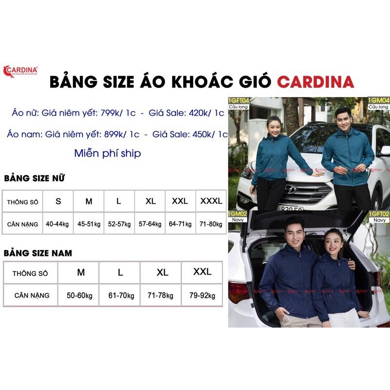 Áo gió nữ CARDINA 2 lớp chất gió trơn cao cấp chống nước cản gió cản bụi chống nắng nhẹ