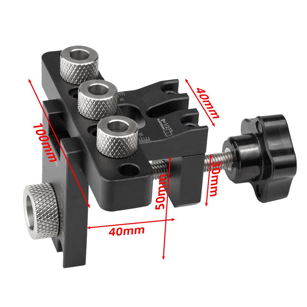 3in1 Dụng cụ định vị lỗ khoan chế biến gỗ Dụng cụ định vị lỗ hợp kim nhôm Bộ gá dẫn hướng đồ gỗ với mũi khoan 8-15mm Dụng cụ tự làm mộc biến dạng để ghép nối bảng