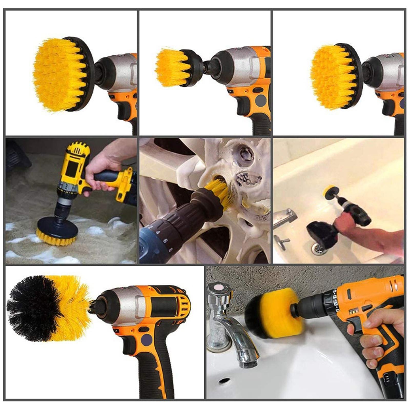 5Pcs Home Drill Brush Attachment - Bathroom Surfaces Tub, Shower, Tile and Grout All Purpose Power Scrubber Cleaning Kit Grout Drill Brush Set