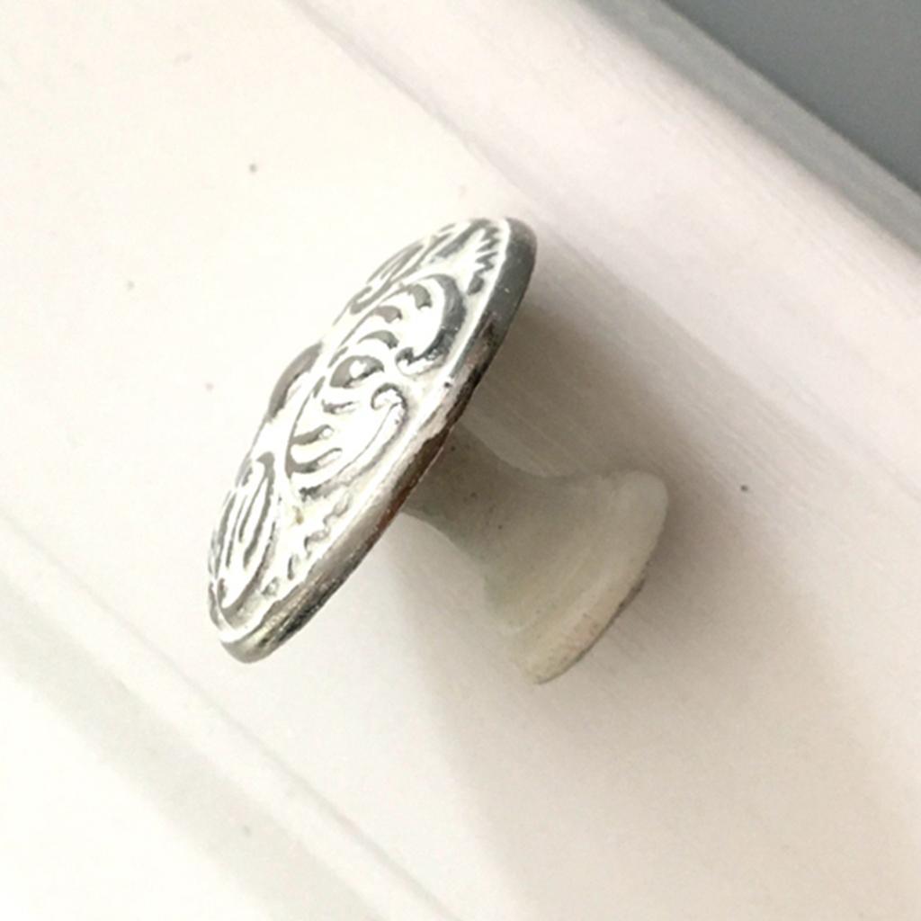 6Pcs Bedroom Drawer Knob,Silver Embossing Pattern