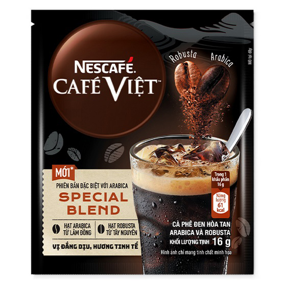 Cà Phê Đen Hòa Tan Arabica Và Robusta Nescafé Café Việt Special Blend (Hộp 12 Gói x 16g)