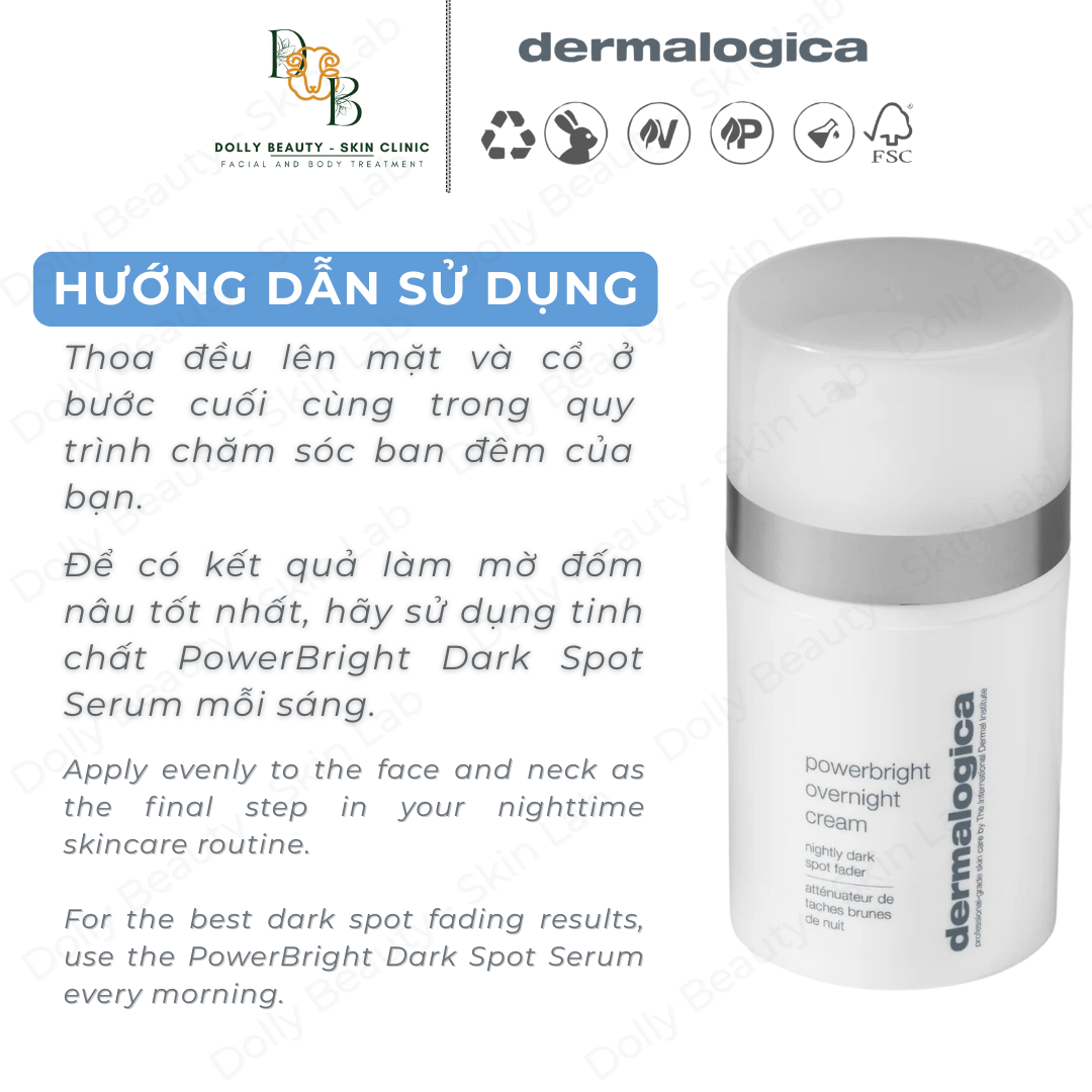 Kem dưỡng ban đêm dành cho da có sắc tố POWERBRIGHT OVERNIGHT CREAM của Dermalogica - Dolly Beauty