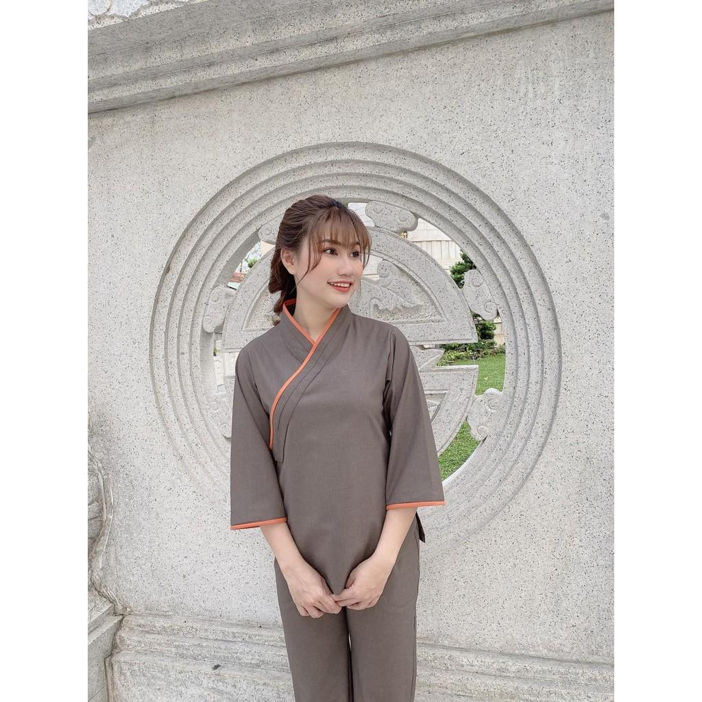 ĐỒ LAM ĐI CHÙA Chéo Nữ Vải Hàn Quốc