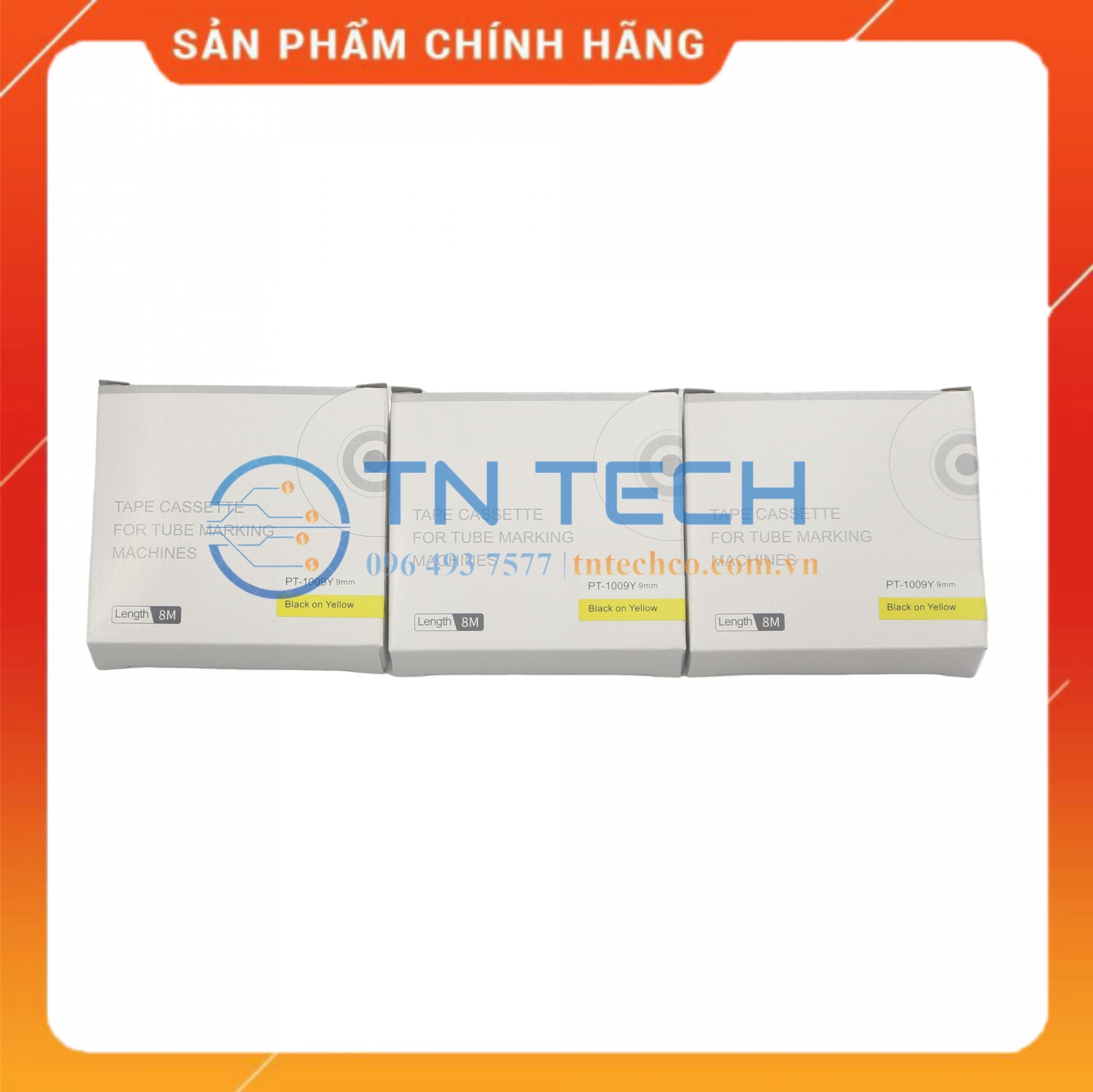 Nhãn in PUTY PT-1009Y - Chữ đen nền vàng 9MM x 8M - Dùng cho máy in ống PUTY PT-1010 [Hàng nhập khẩu]