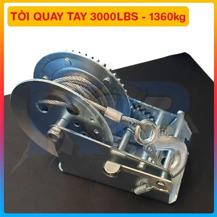 Tời Quay Tay 3000lbs Bánh Răng Đồng Tải Trọng 1362 Kg, Cáp 10M