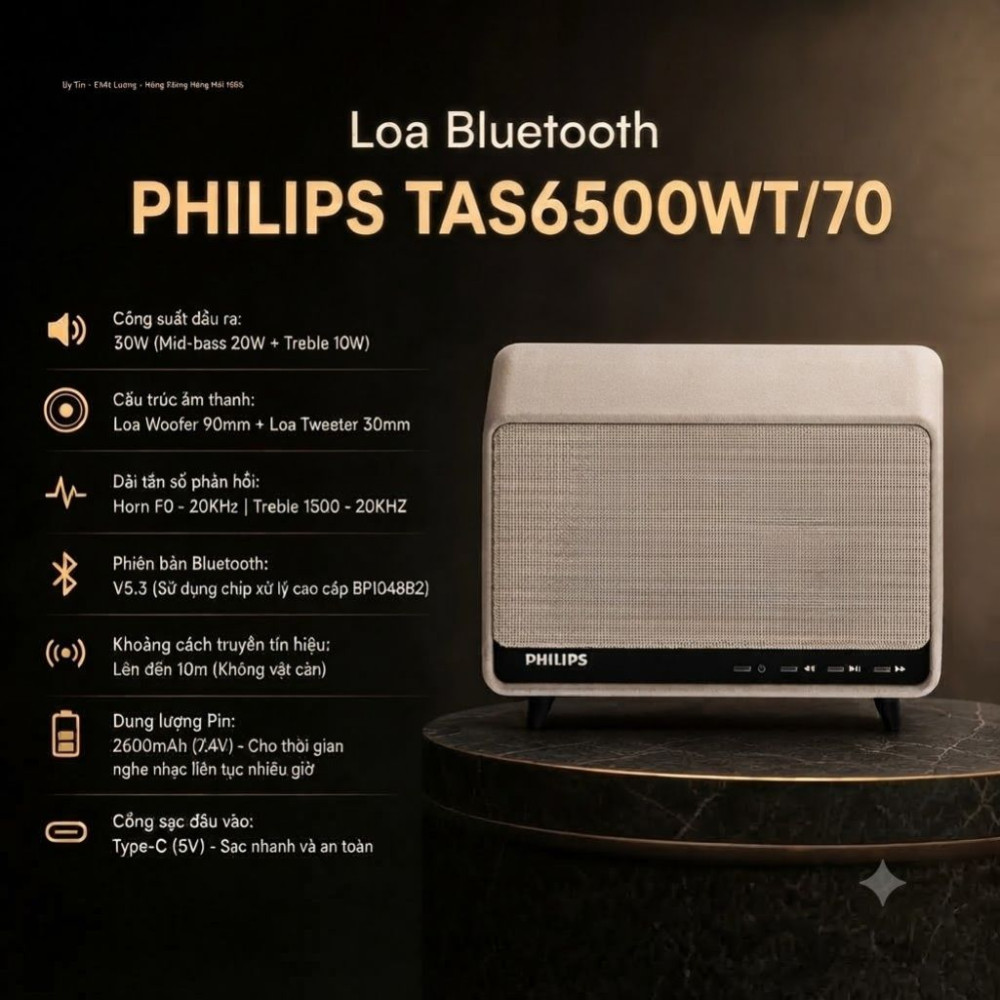 Loa Bluetooth P.hilips TAS6500WT/70 Hàng chính hãng
