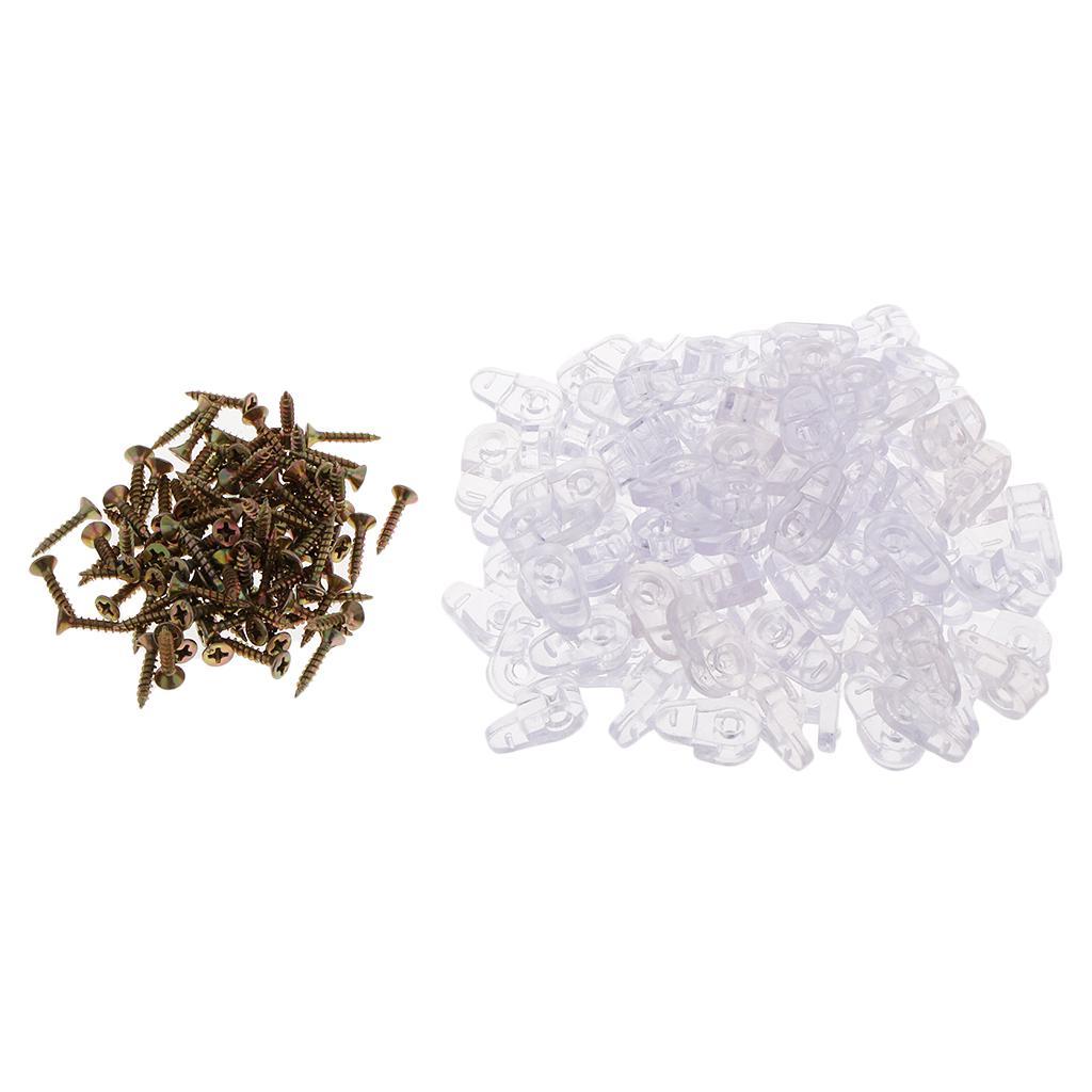 100x Screw Type Plastic Glass Clips Screen Panel Fixing Clips Clear Retainer