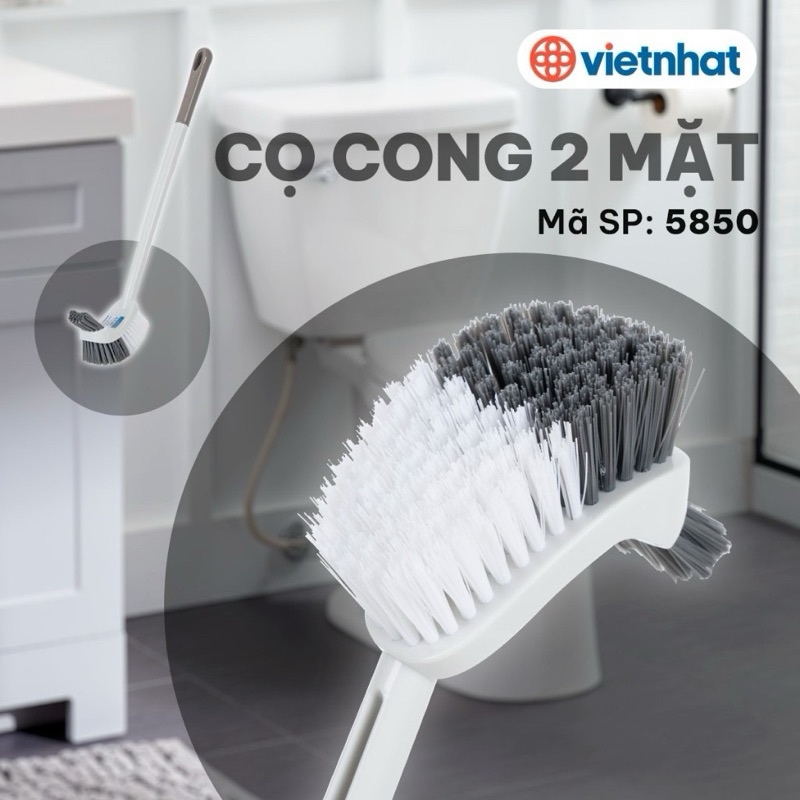 Cọ cong 2 mặt Việt Nhật 5850, Cọ bồn cầu cong, Cọ nhà vệ sinh, Bàn chải nhà tắm