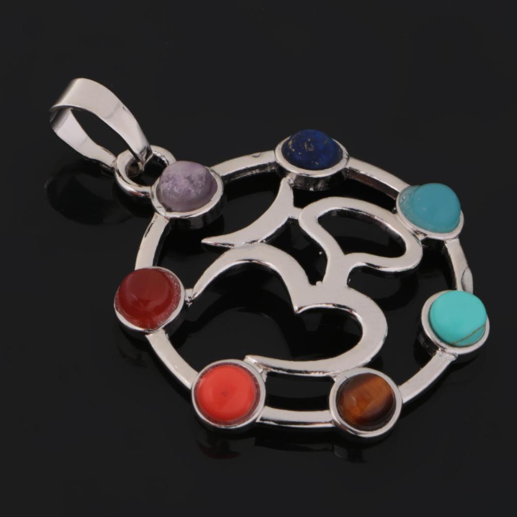2-7pack 7 Color Hollow Sanskrit Septangle Pendant Charm DIY Reiki Necklace
