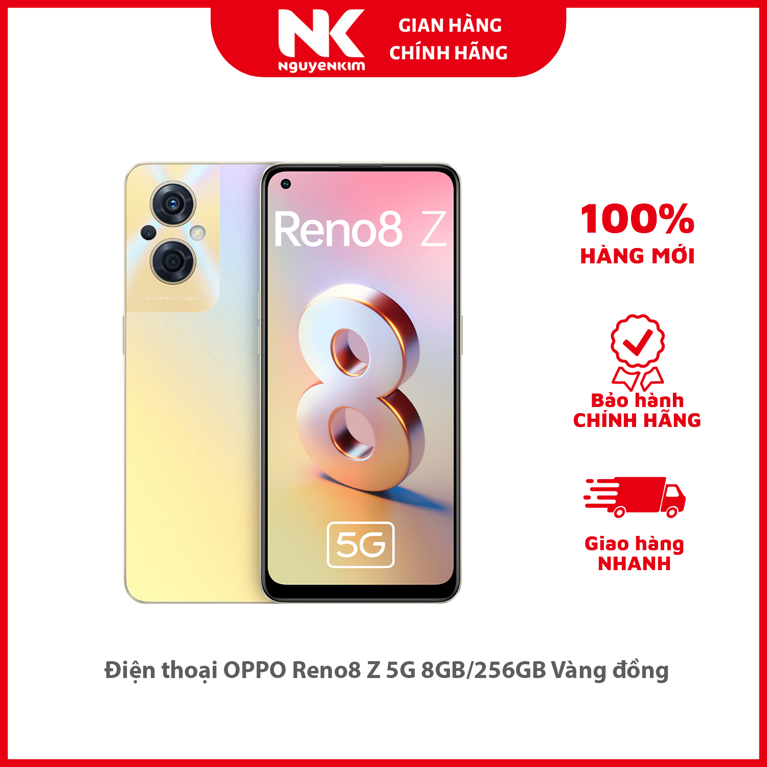 Điện thoại OPPO Reno8 Z 5G 8GB/256GB Vàng đồng - Hàng chính hãng