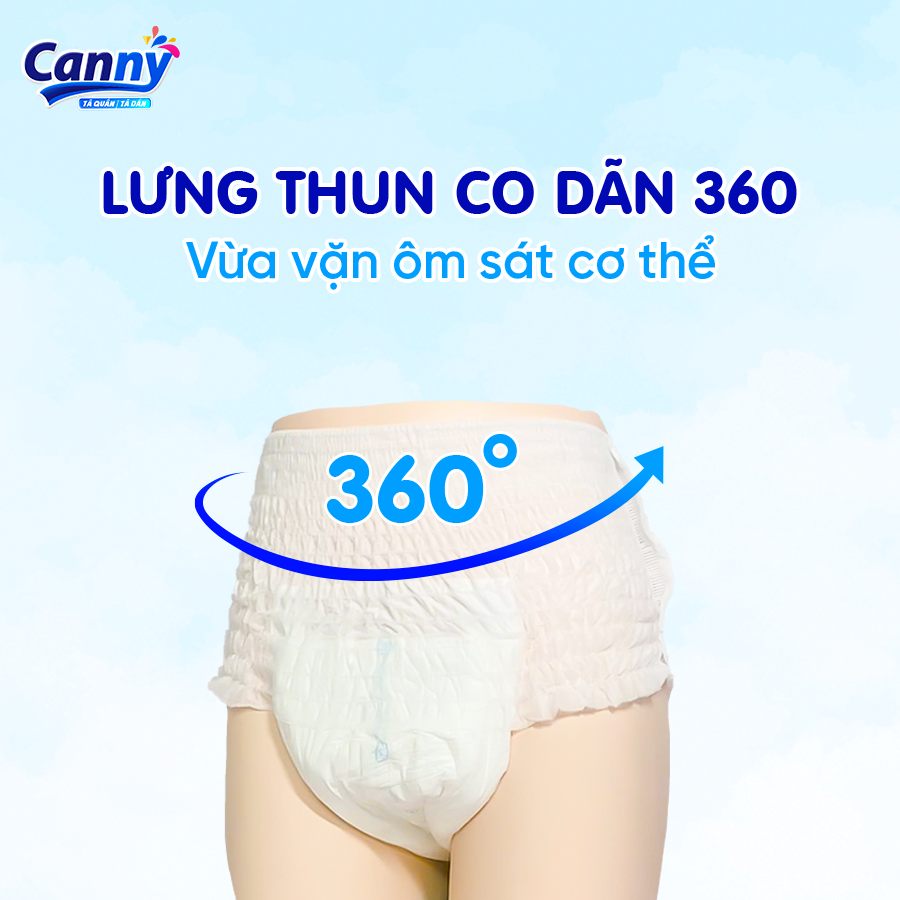 Tã/Bỉm Quần Người Lớn Canny Siêu Mềm, Siêu Thấm, Kháng Khuẩn Size M8,L7.XL7 Miếng