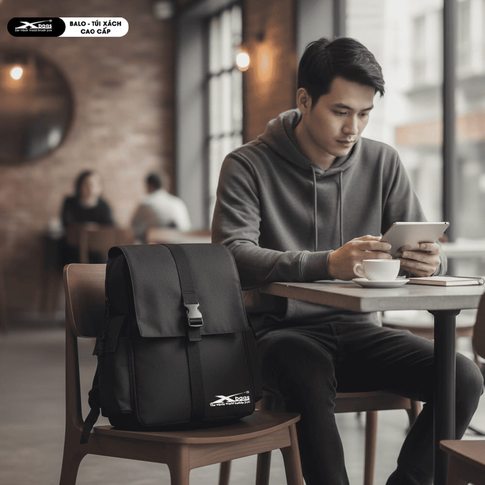 Balo Laptop Thời Trang Xbags Modern Màu Đen, Nhiều Ngăn Tiện Dụng, Đựng Laptop 14 Inch, Sang Trọng Nhỏ Gọn!