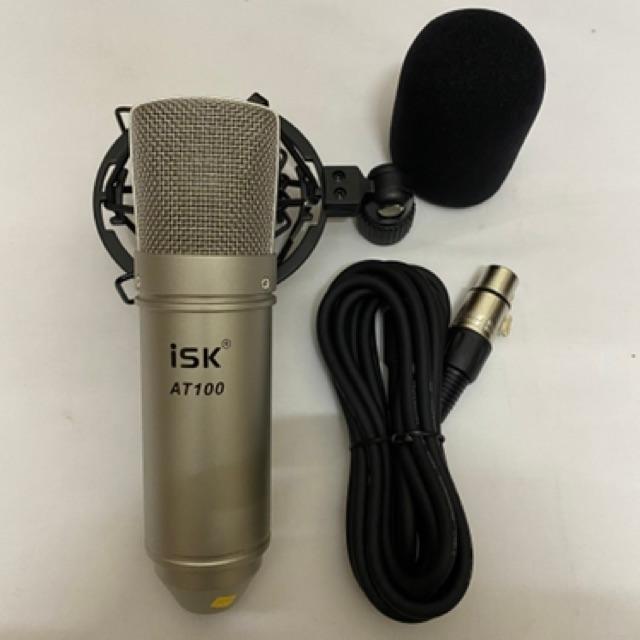 Combo bộ mic livestream hát karaoke thu âm micro isk at100 card k10 dây ma2 chân màng lọc âm