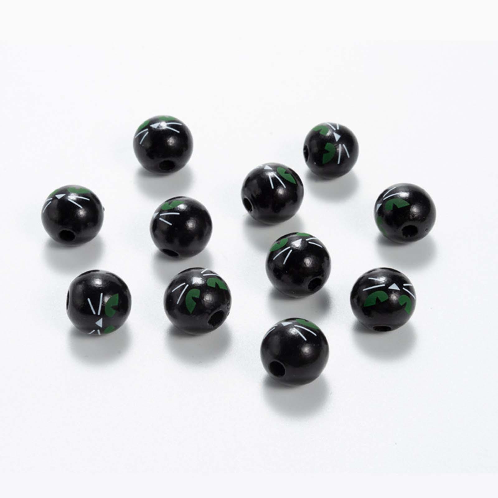 40x Halloween Wooden Beads Handmade Wood Beads for Party Jewelry Making Home